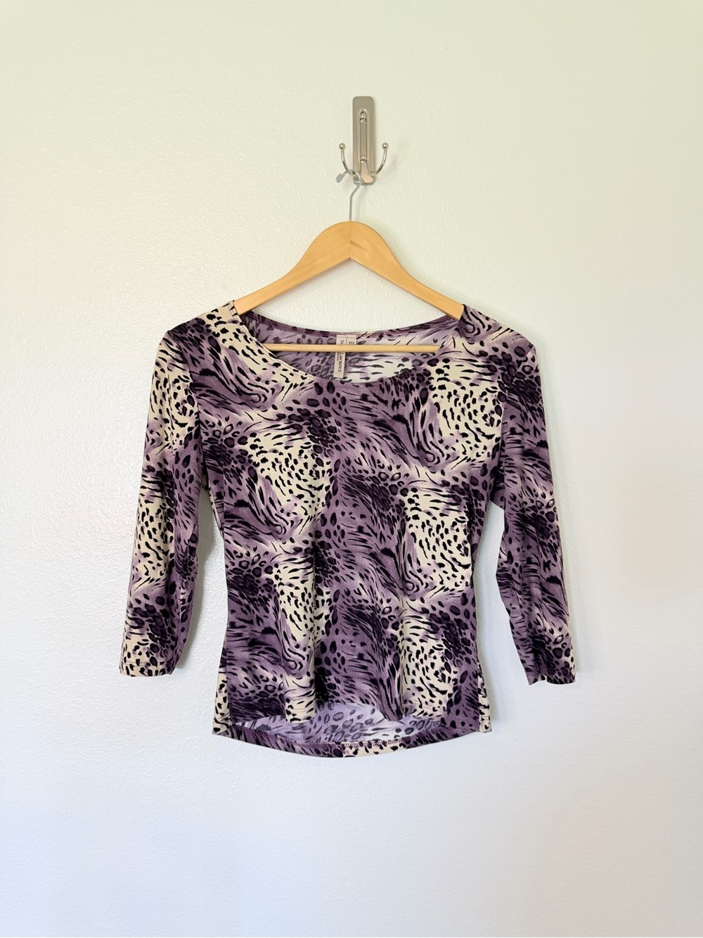 Y2K vintage Purple Animal-Print Scoop Neck Women’s Top